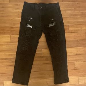 Custom painted and distressed jeans